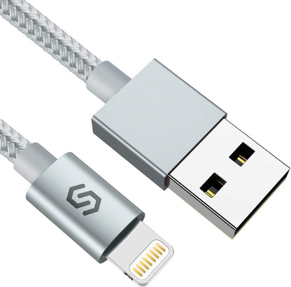 Iphone Charger Lightning Cable 6Ft [Apple MFI Certified] Nylon-Braided High-Speed Sync&Charging Cord for Iphone 11/Xs Max/Xs/Xr/X, 8 7 6S 6 Plus, SE 5S 5C 5, Ipad, Ipod & More - Silver